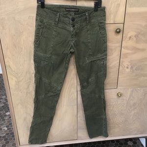 Rock & Republic Teddie Olive Green Moto  Zipper Hem Pants - Size 26